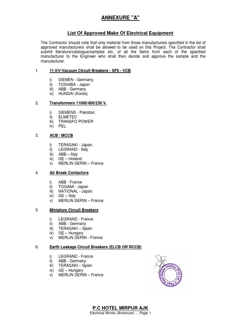 Electrical Specifications | PDF