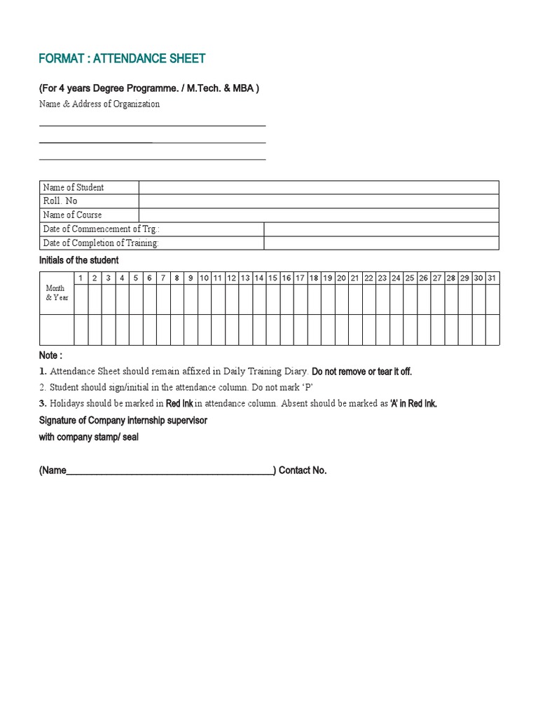 Attendance Sheet | PDF