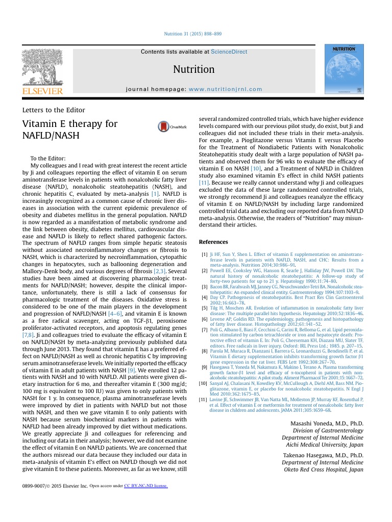 Vit E Therapy for NAFLDNASH PDF Vitamin E Clinical Medicine