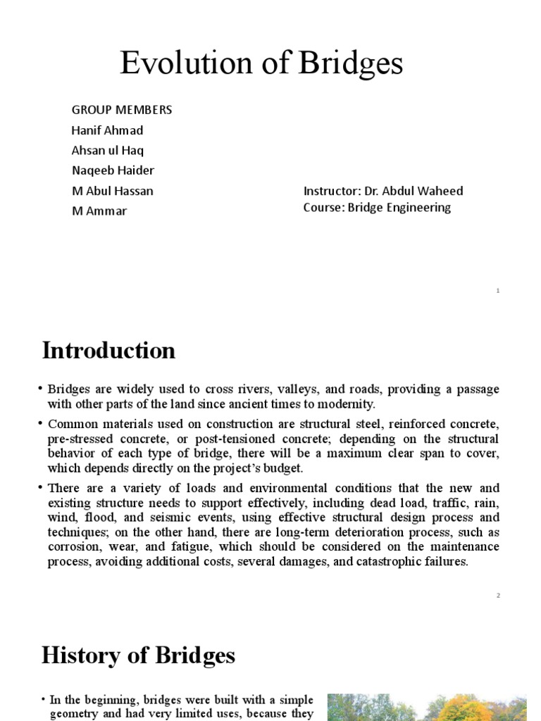 Evolution of Bridge Engineering | PDF | Bridge | Prestressed Concrete