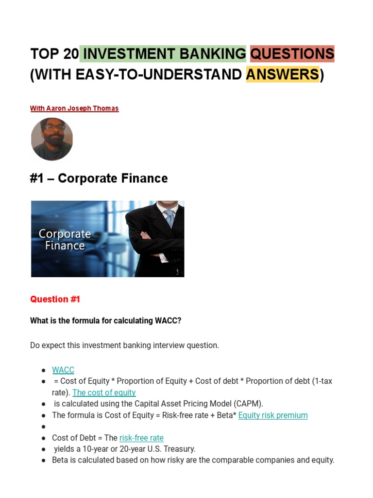 Hardest Investment Banking Questions