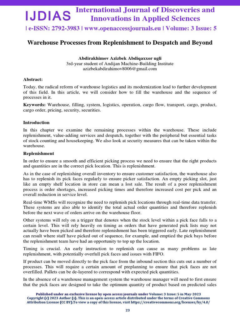 Warehouse Processes From Replenishment To Despatch and Beyond | PDF ...