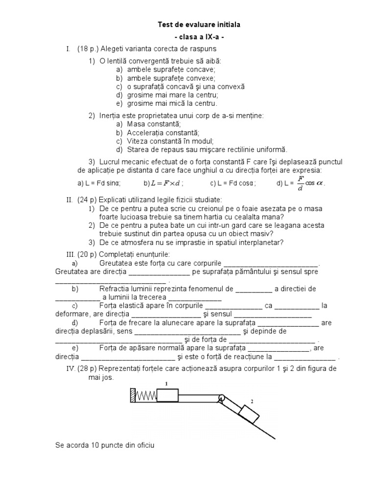 Test de Evaluare Initiala Ix | PDF