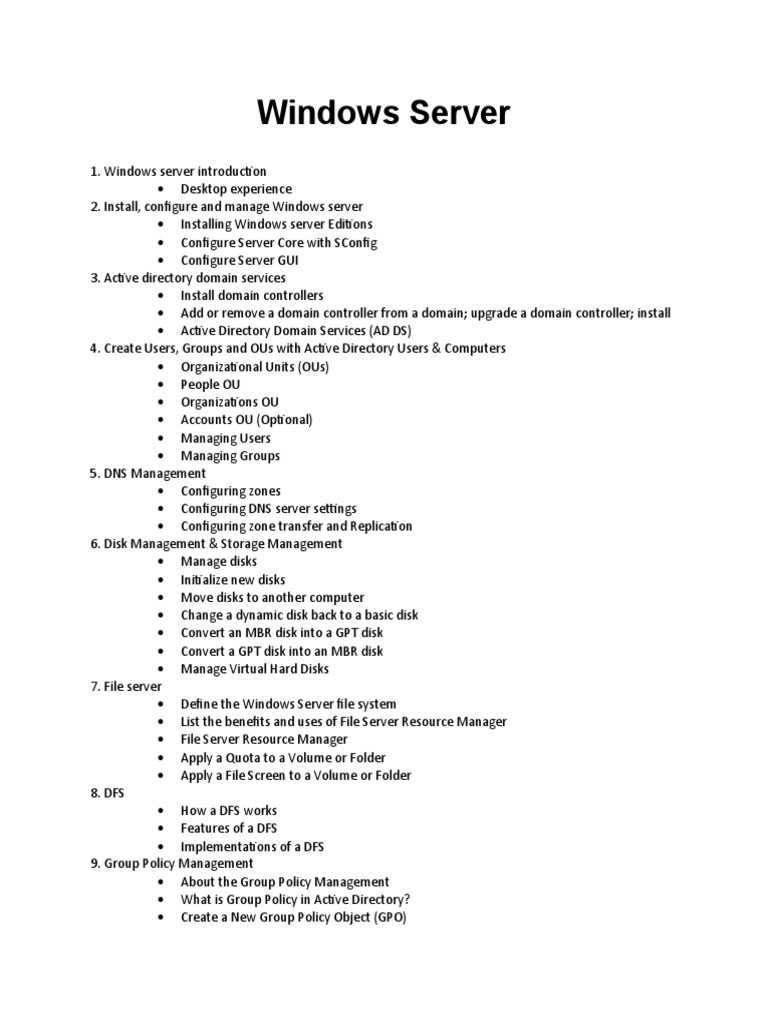 Windows Server Setup & Management Guide | PDF | Group Policy | Active ...