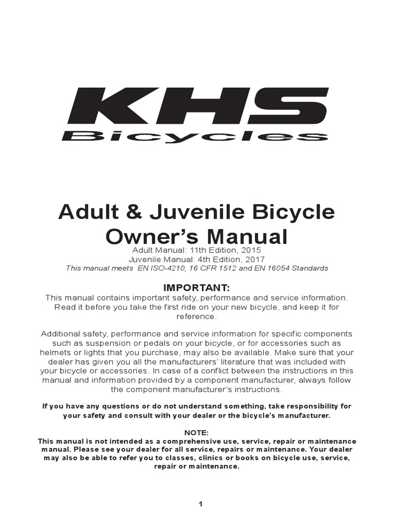 KHS Owners Manual PDF