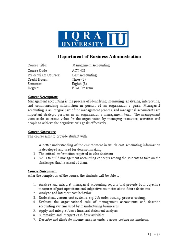 Management Accounting Bba Pdf