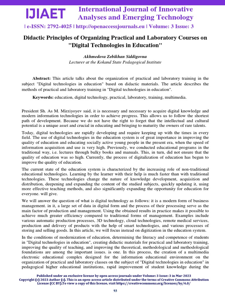 Didactic Principles of Organizing Practical and Laboratory Courses On ...
