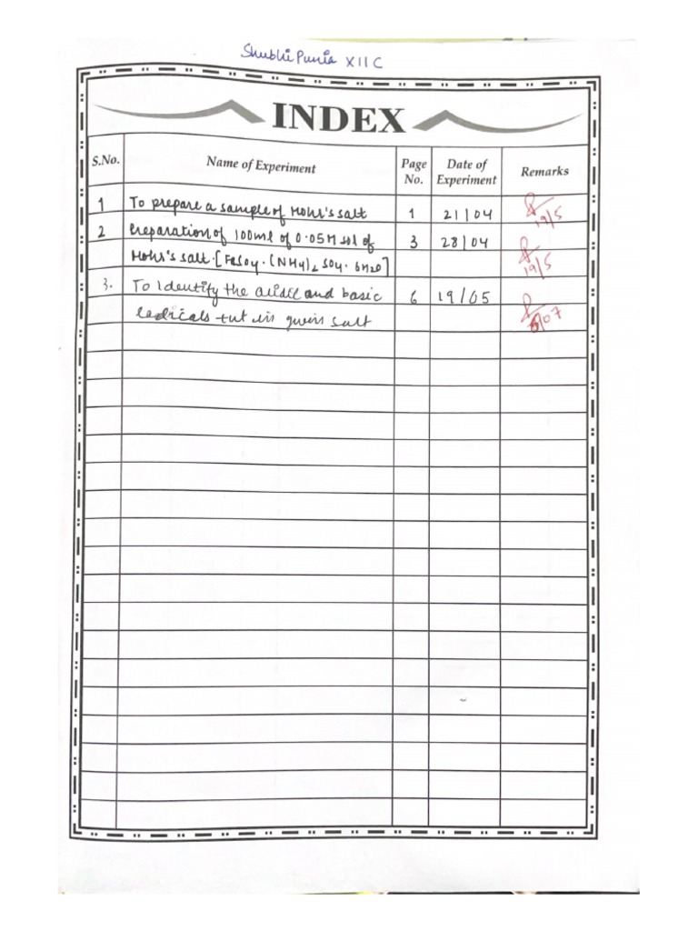Name of Experiment PDF