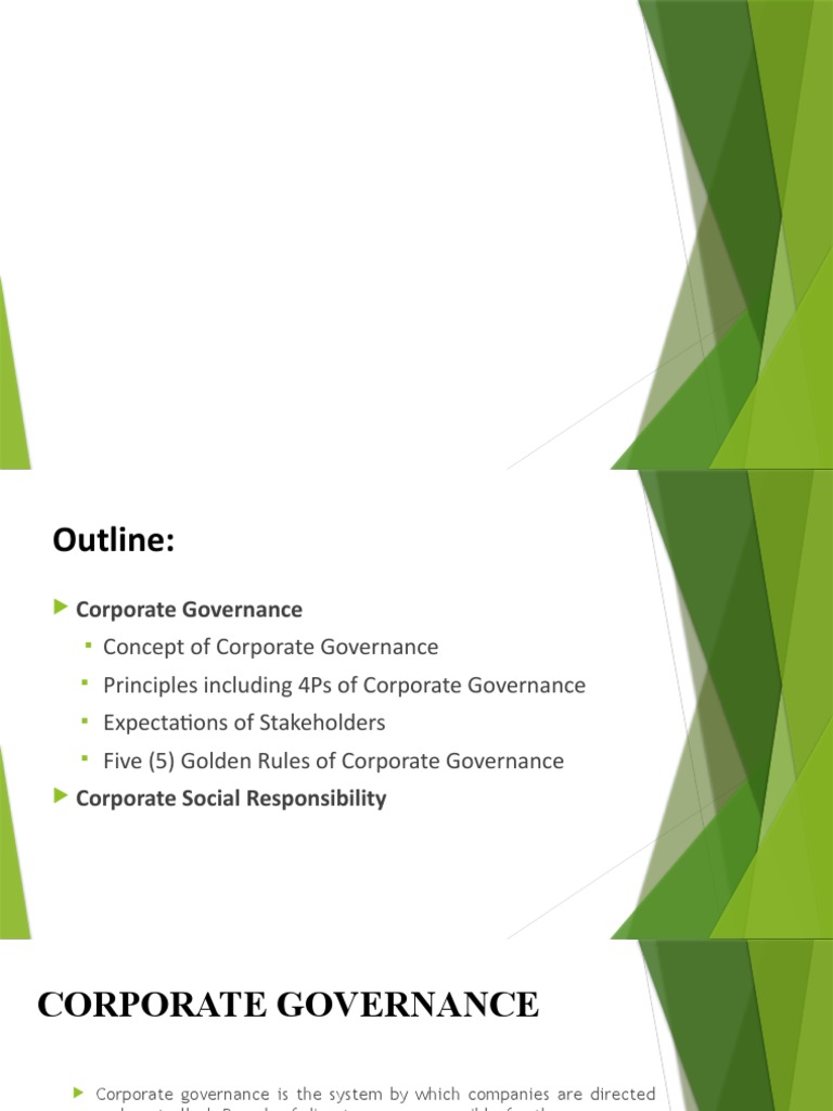 Corporate Governance and Ethics Overview | PDF | Corporate Governance ...