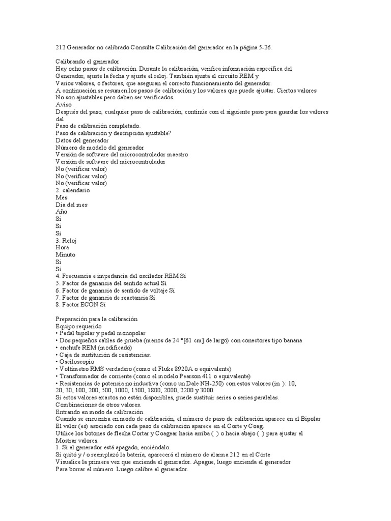 Error 212 en Calibración de Potencia | PDF