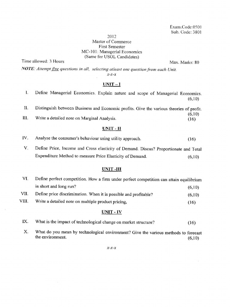 1st Sem MC-101 Managerial Economics Feb 2022 | PDF