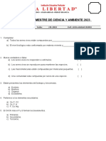 Examen Primer Bimestre - 2023 - Ciencia y Ambiente 5to