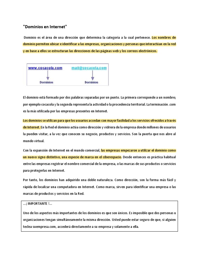 Ejemplos de dominios en Internet | PDF | Internet | Business
