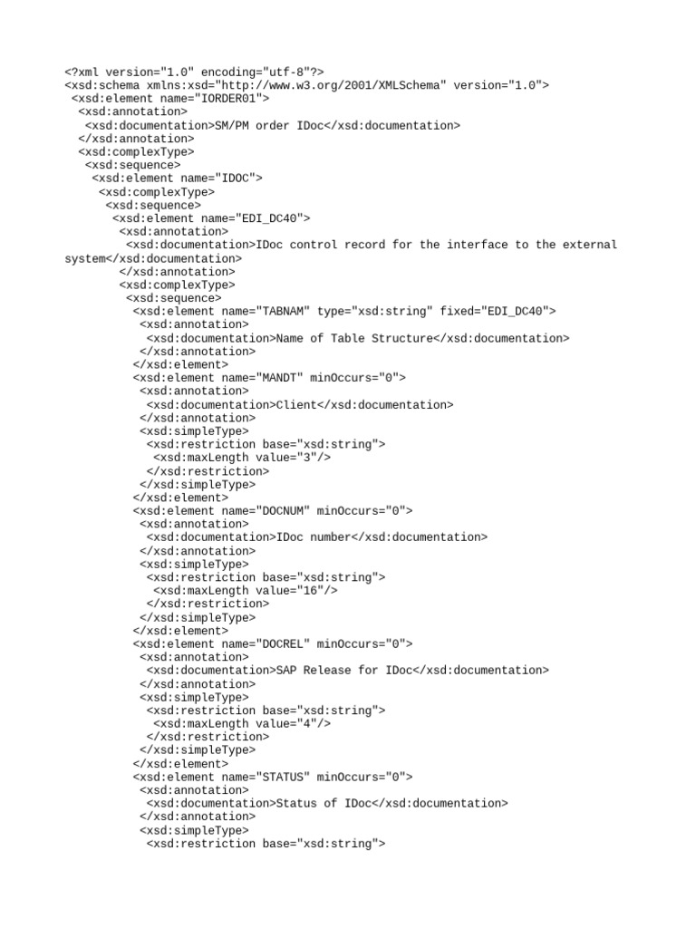 SAP IDoc Schema for IORDER01 | PDF | Electronic Data Interchange ...