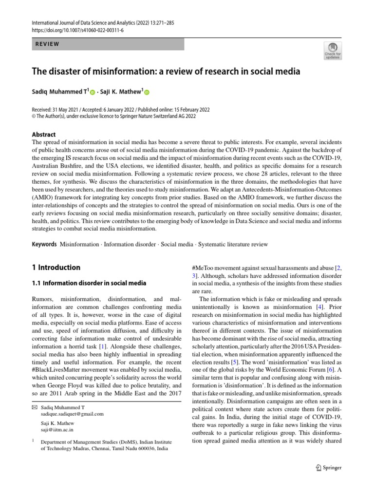 Misinformation in Social Media: A Review | PDF | Social Media | Popular ...