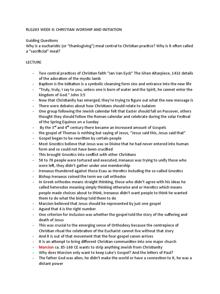 Rlg203 week 4 download free pdf eucharist jesus