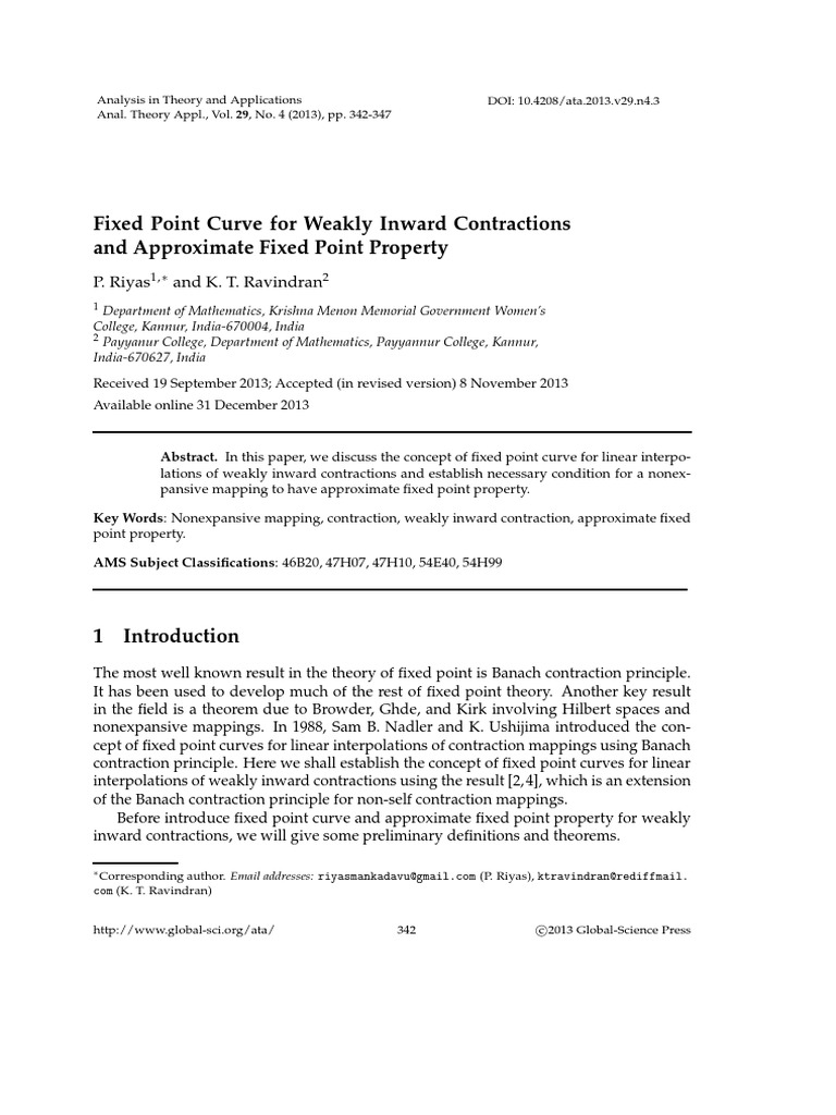 Fixed Point Curves for Contractions | PDF