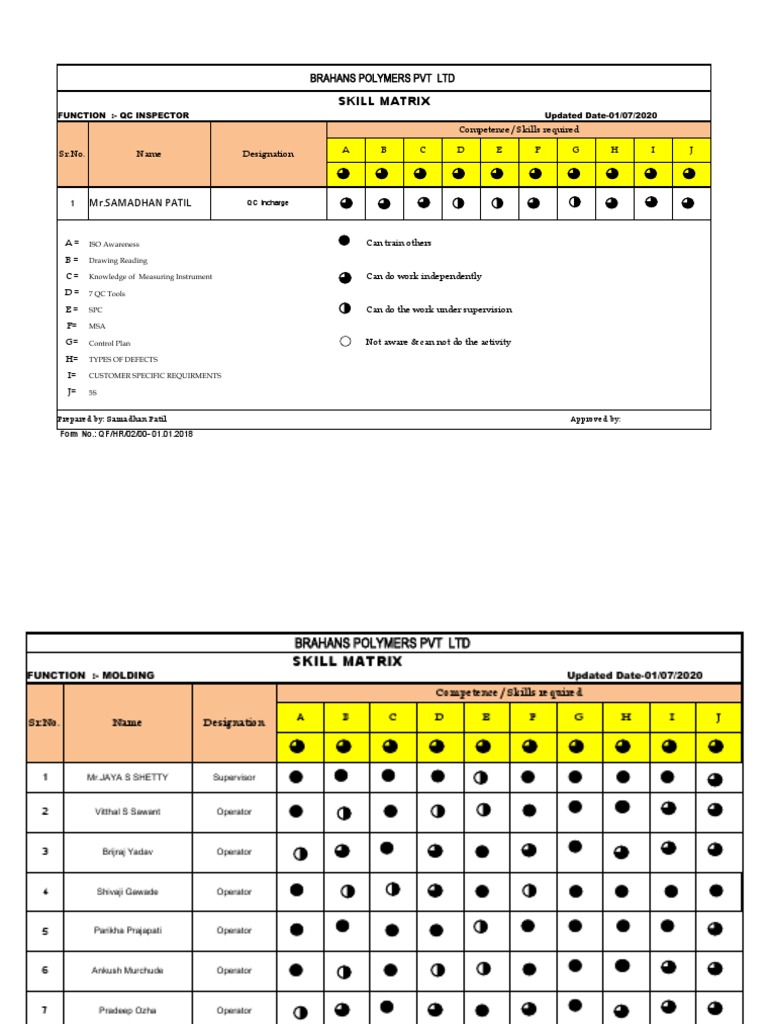 HR-03 - Skill - Matrix NEW | PDF | Industrial Processes | Secondary ...