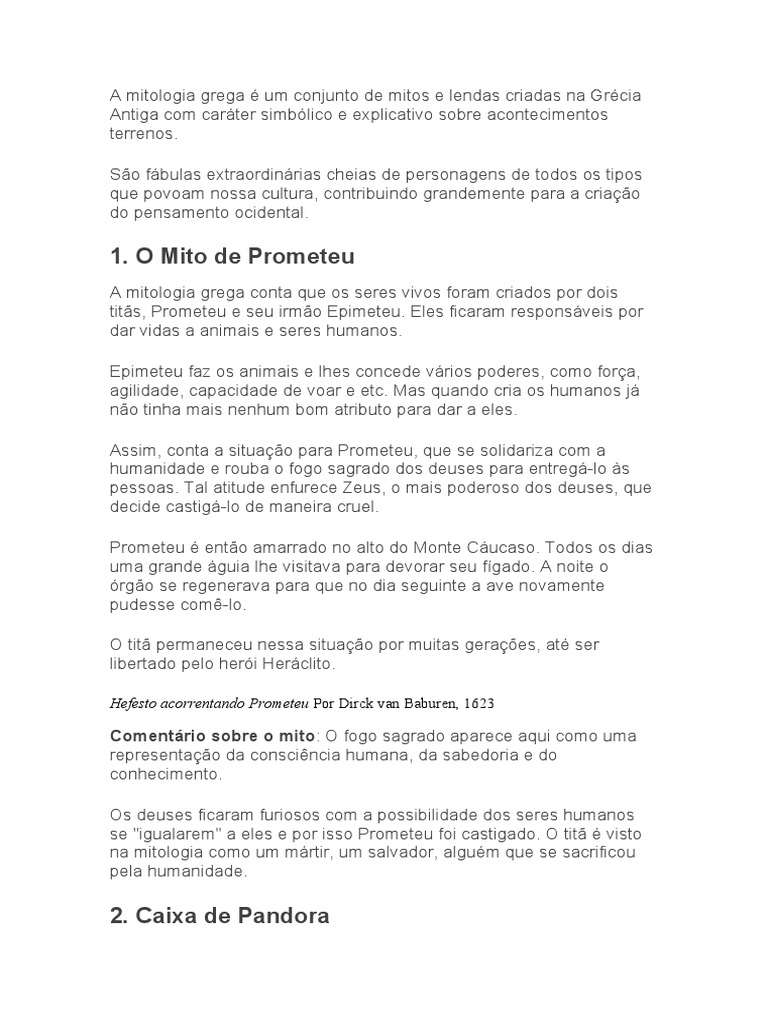 A Mitologia Grega é Um Conjunto De Mitos E Lendas Criadas Na Grécia Pdf