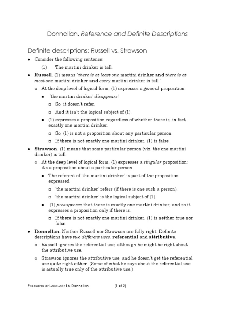 Distingushing Referential and Attributive Descriptions | PDF ...