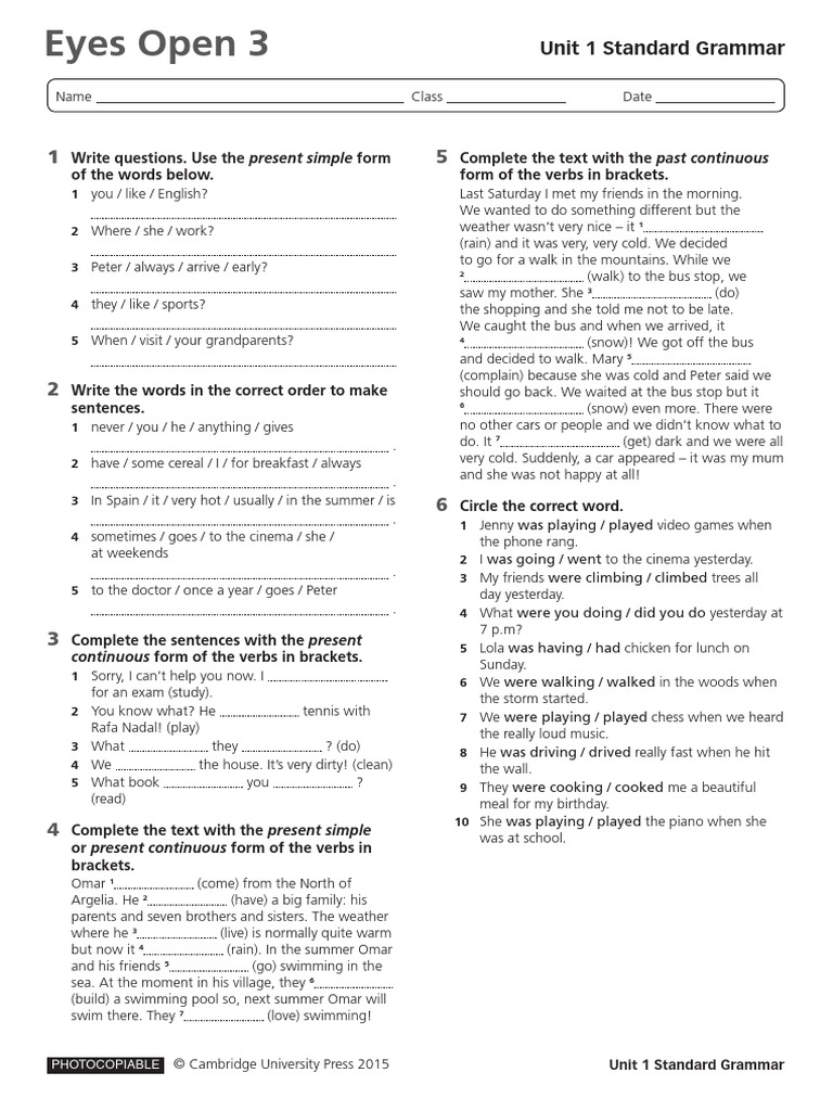 Unit 1 Standard Grammar Exercises | PDF | Linguistics