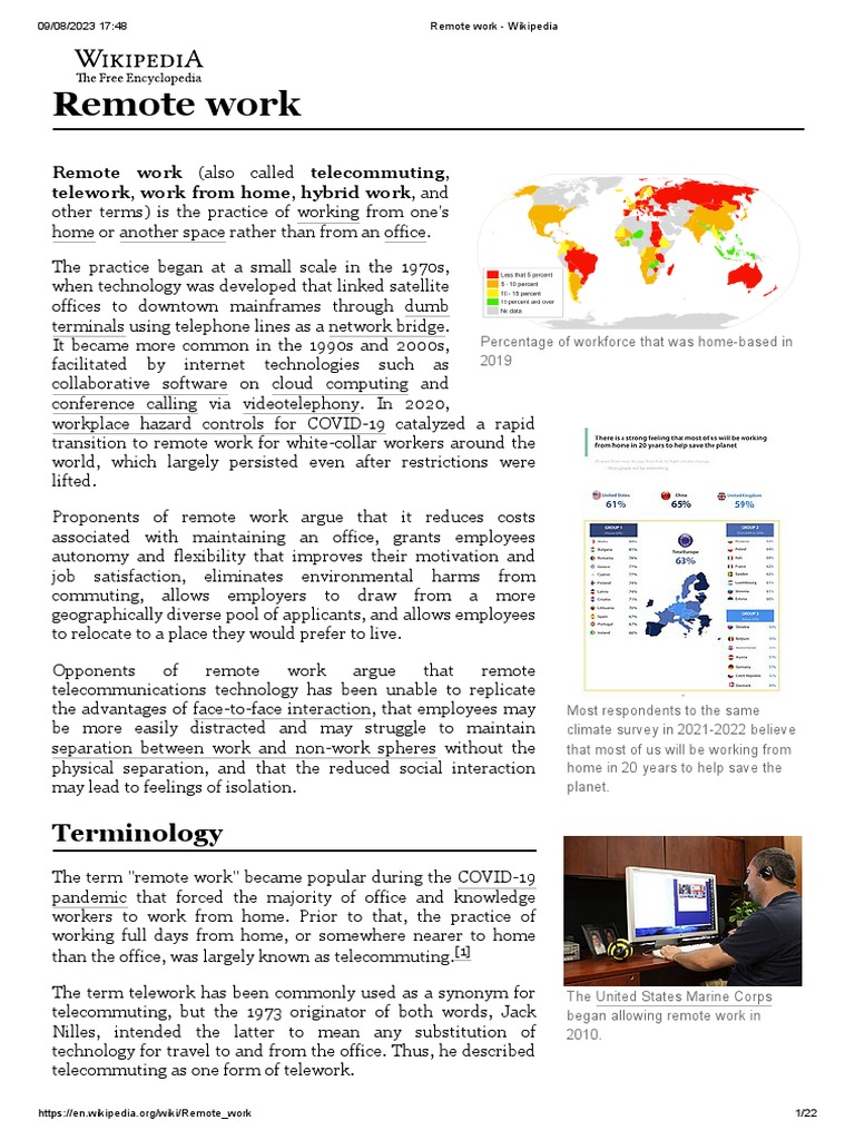 Remote Work Wikipedia PDF Cost Of Living Job Satisfaction