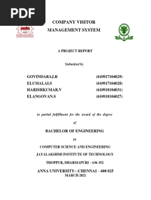 Company Visitor Management System Report