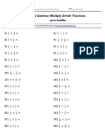 Add Subtract Multiply Divide Fractions - Randomly Generated