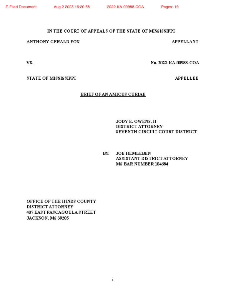 Amicus Brief of DA Jody Owens | PDF | Law