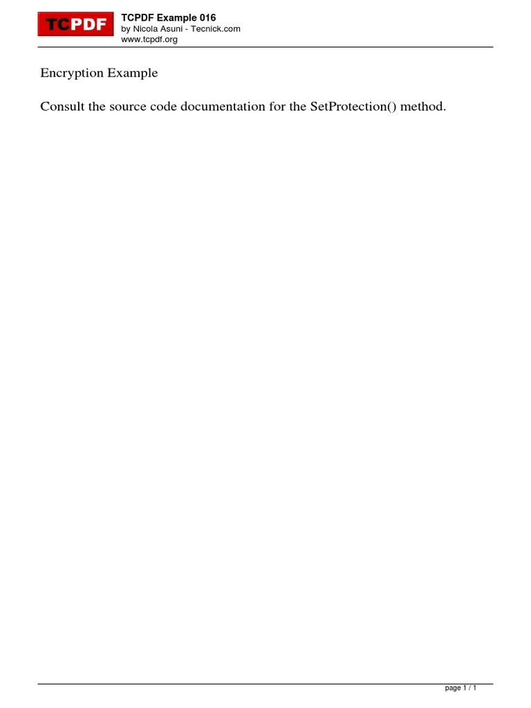 TCPDF Encryption Example Guide | PDF | Computers | Technology & Engineering
