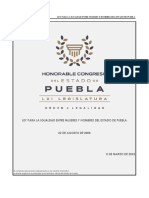 Ley para La Igualdad Entre Mujeres y Hombres Del Estado de Puebla 08 03 2023