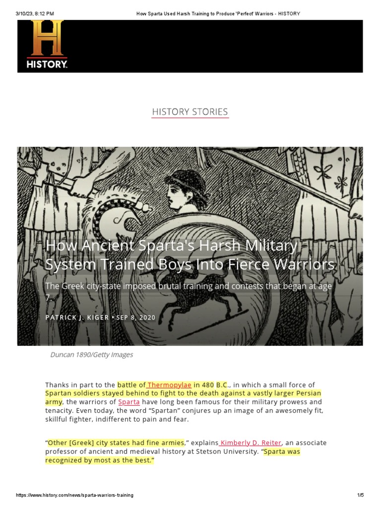 How Sparta Used Harsh Training To Produce Perfect Warriors HISTORY PDF Sparta Greek City