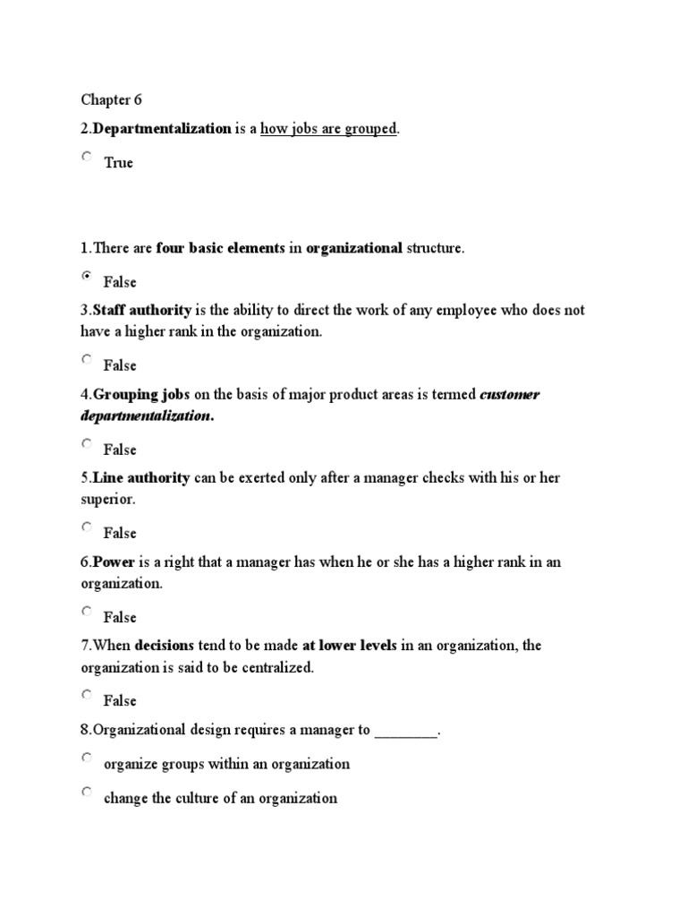 Organizational Structure Quiz | PDF | Business