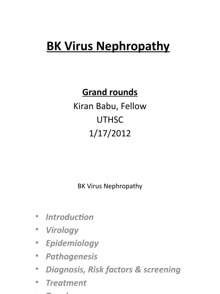 BK Virus PDF Kidney Transplantation Medical Specialties