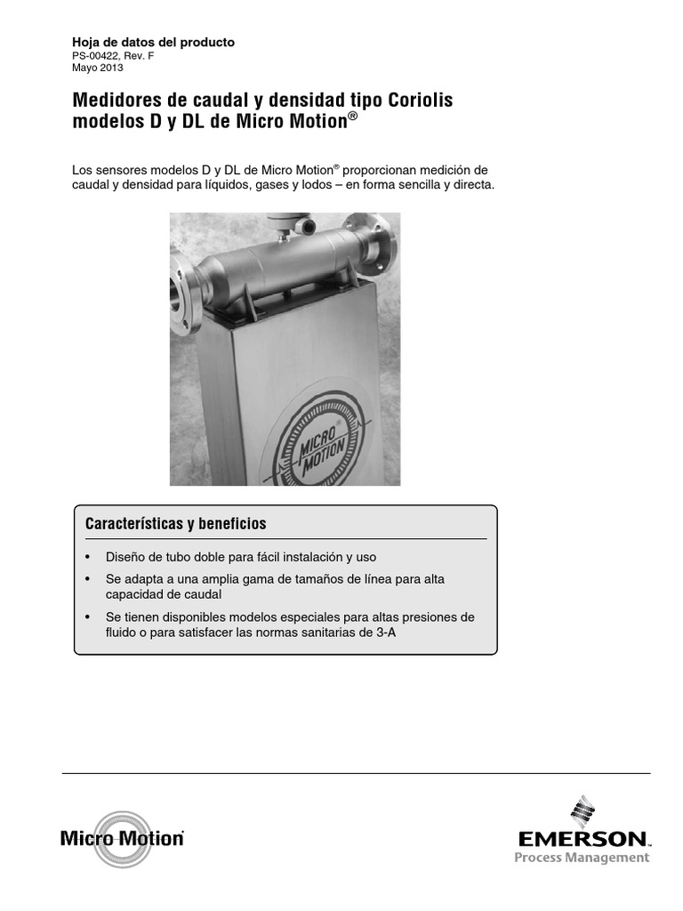 Hoja de Datos Del Producto Sensores D y DL Spanish Micro Motion Es ...