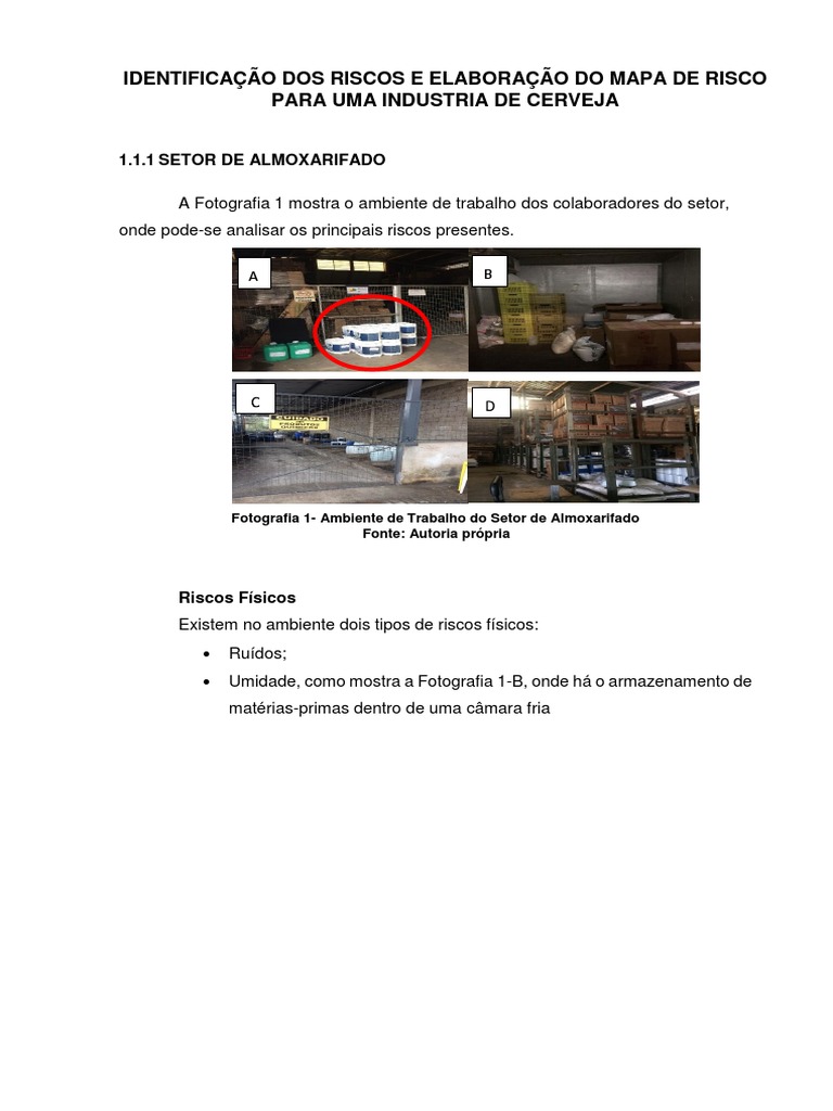 Mapa de Risco no Almoxarifado da Cervejaria | PDF