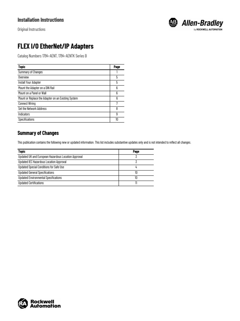 FLEX I/O EtherNet/IP Adapter Guide | PDF | Network Switch | Computer ...