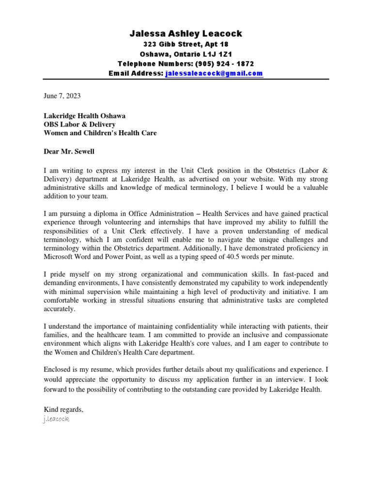 Cover Letter and Resume-1 | PDF