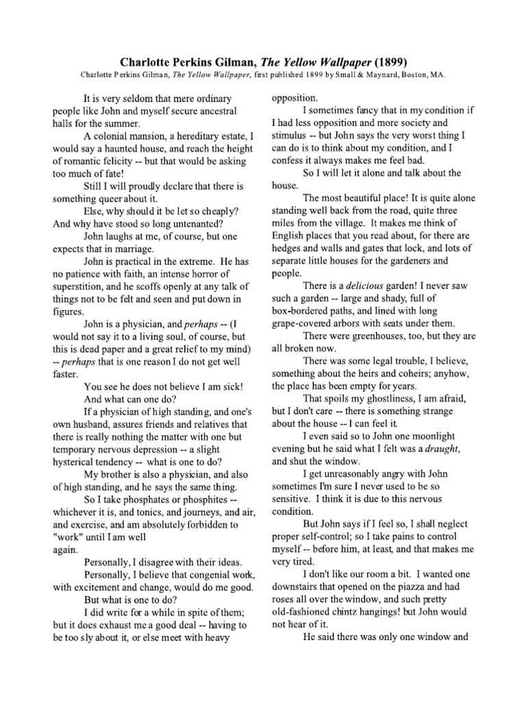 The Yellow Wallpaper PDF