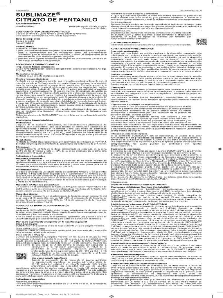 Sublimaze Citrato de Fentanilo: Pacientes de Edad Avanzada y ...