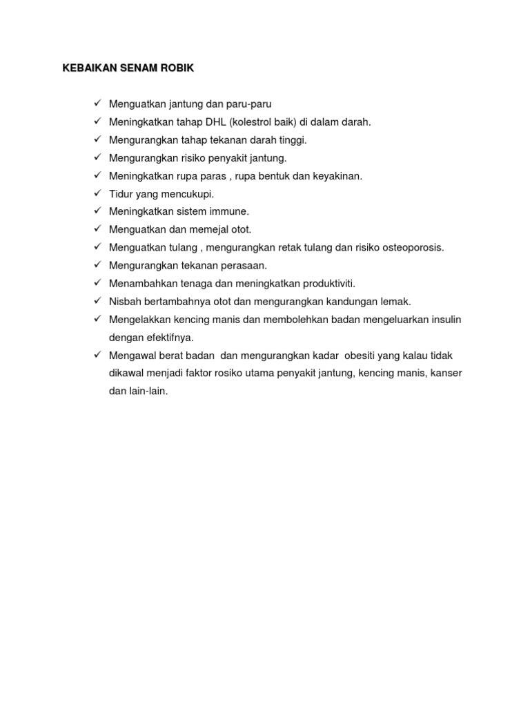 Kebaikan Senaman Aerobik Pdf
