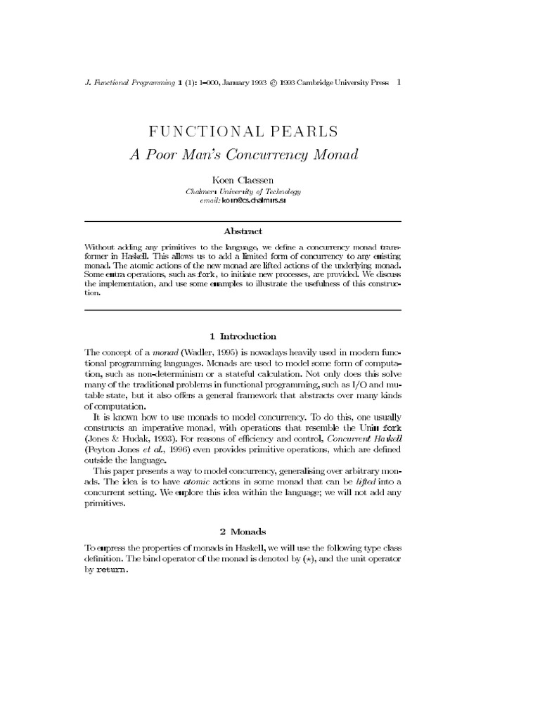 A poor mans concurrency monad pdf