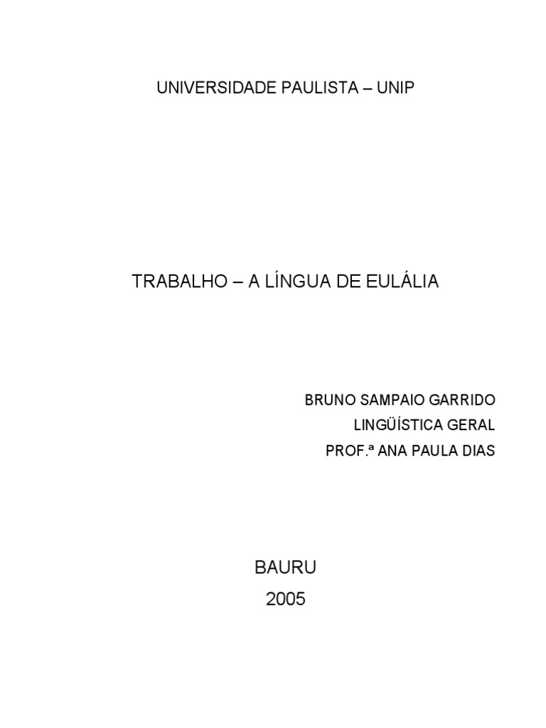 Trabalho A Língua de Eulália PDF