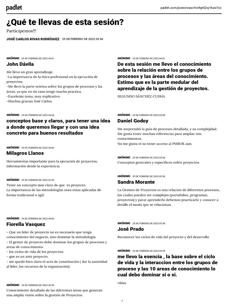 Padlet Hw9ghl2xy1kzw7yc | PDF | Gestión de proyectos | Cognición