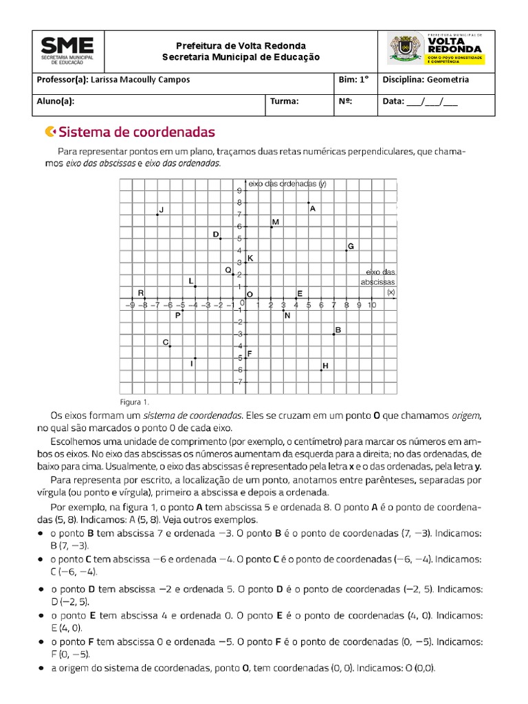 Atividades de Plano Cartesiano 7º Ano | PDF