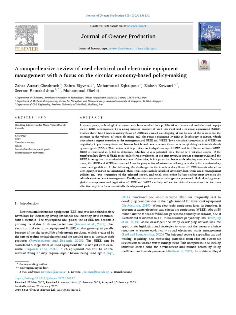 UEEE Management for Circular Economy | PDF
