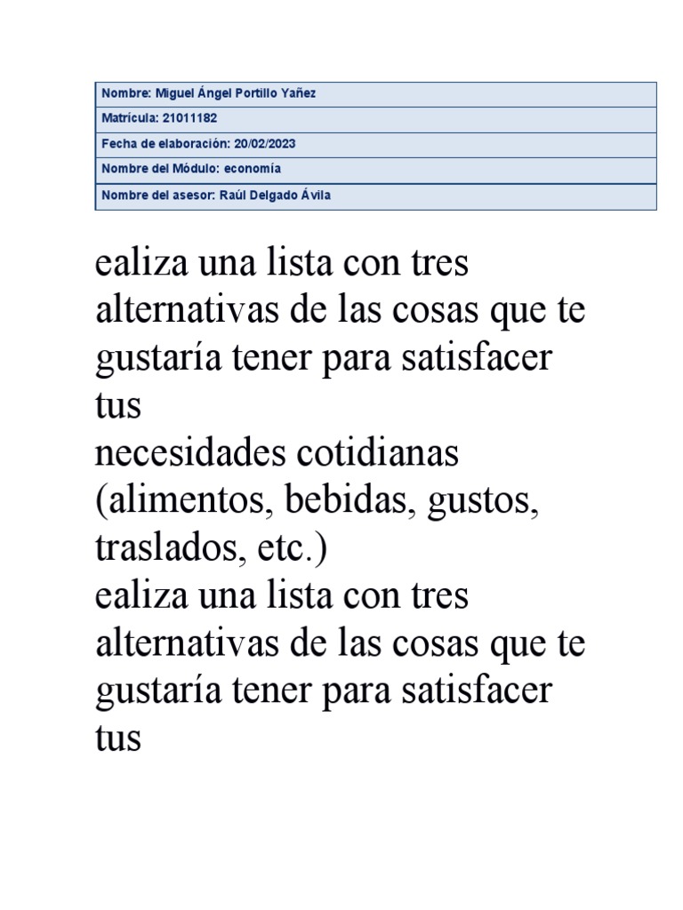 Alternativas para Satisfacer Necesidades Cotidianas | PDF