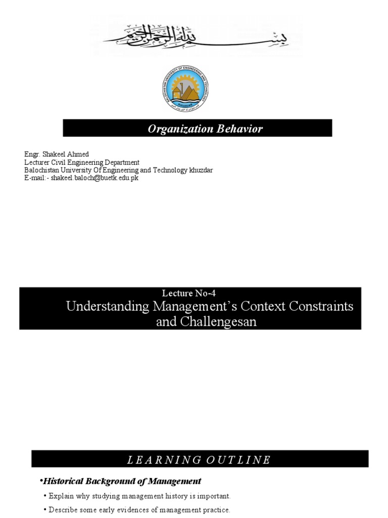 4.lecture No - 4 Understanding Management's Context Constraints and ...