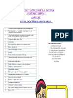 Lista de Utiles 3,4 y 5 Años