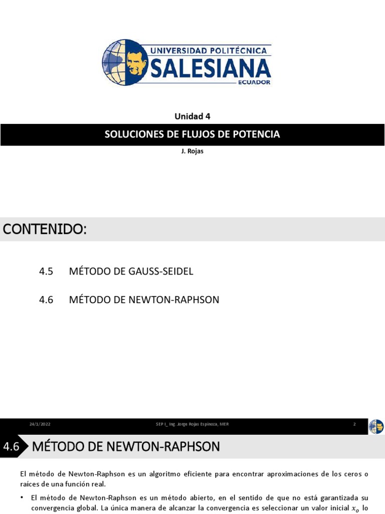 Método Newton-Raphson en Flujos de Potencia | PDF | Matemáticas ...